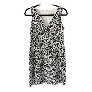 Michael Kors Sleeveless Textured Cross Front Animal Print Sheath Dress Size 4